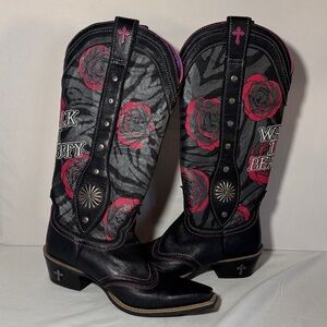 Gypsy Soule Black and Pink Western Boots “Walk in Beauty” *READ*